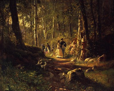 Een wandeling in een bos, 1869 door Ivan Ivanovich Shishkin