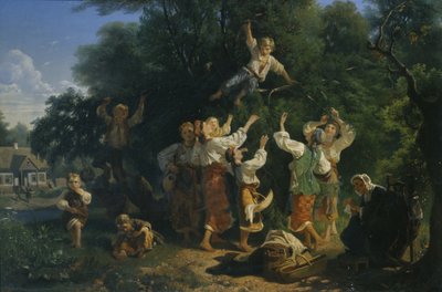 Kersenpluk in de fruittuin van een landeigenaar in Oekraïne door Ivan Ivanovich Sokolov