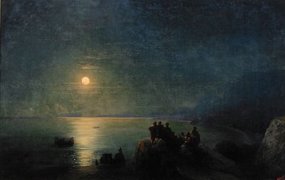 Oude Griekse dichters aan de waterkant in het maanlicht door Ivan Konstantinovich Aivazovsky