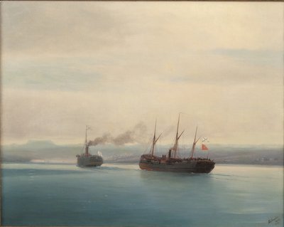 Verovering van het Turkse troepenschip Mersina door de stoomboot Rusland op 13 december 1877, 1877 door Ivan Konstantinovich Aivazovsky