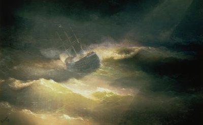 Het schip Maria in de storm door Ivan Konstantinovich Aivazovsky