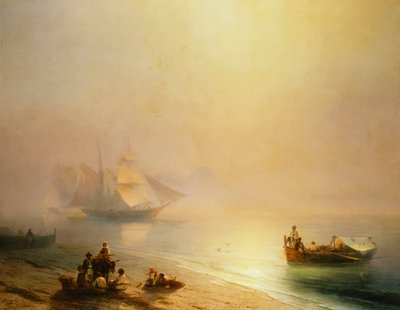 Vissers op de kust, De Baai van Napels, 1873 door Ivan Konstantinovich Aivazovsky