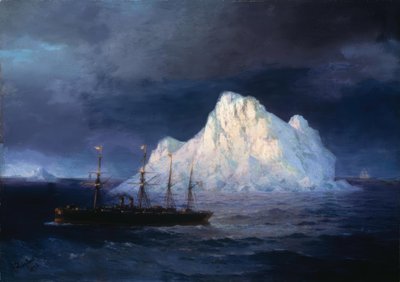 Stoomschip bij ijsberg door Ivan Konstantinovich Aivazovsky