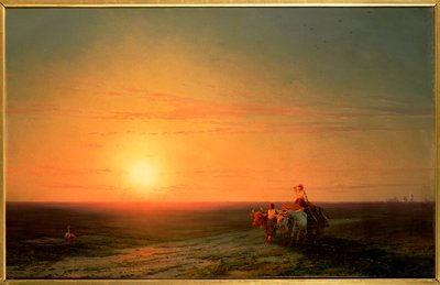 Boeren die Terugkeren van de Velden bij Zonsondergang, 19e eeuw door Ivan Konstantinovich Aivazovsky