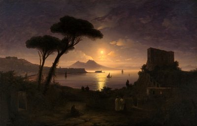 De Baai van Napels bij maanlicht door Ivan Konstantinovich Aivazovsky