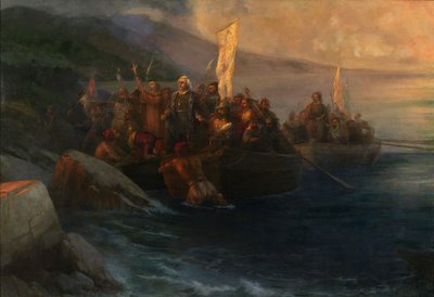 De ontscheping van Christoffel Columbus op San Salvador, 12 oktober 1492, 1892 door Ivan Konstantinovich Aivazovsky