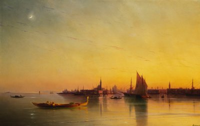 Venetië vanaf de Lagune bij Zonsondergang door Ivan Konstantinovich Aivazovsky