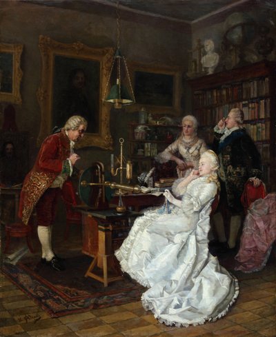 Keizerin Catharina II bezoekt de geleerde Mikhail Lomonosov, 1884 door Ivan Kuzmich Fyodorov
