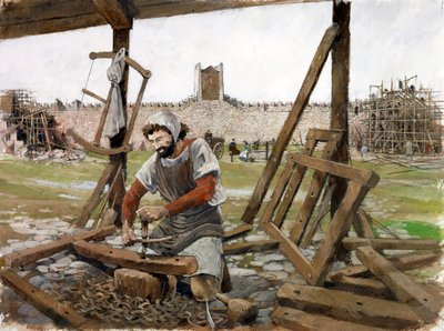 Timmerman, Scarborough Castle, 12e eeuw door Ivan Lapper