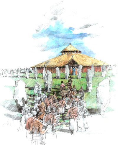 Ceremoniële processie Avebury Stone Circle heiligdom, Wiltshire door Ivan Lapper