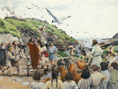 Kasteel Tintagel Legendarische geboorteplaats van Koning Arthur, Cornwall, Donkere Middeleeuwen, 1994 door Ivan Lapper