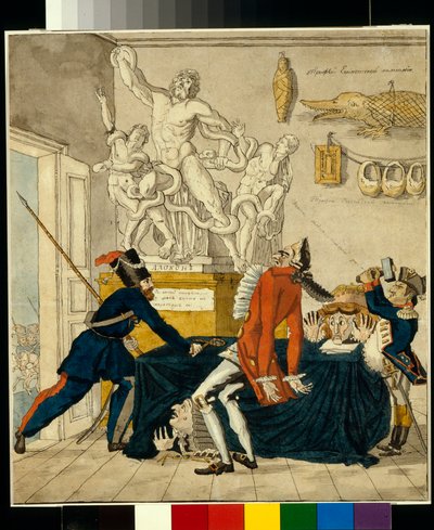 Napoleon Bonaparte verkoopt gestolen goederen, waaronder de Laocoöngroep door Ivan Nikolayevich Terebenev