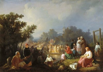 De Zegen van Wateren in een Dorp, 1858 door Ivan Petrovich Trutnew