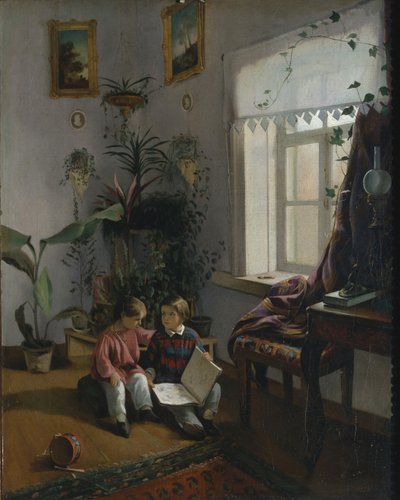 In de kamer. Jonge jongens kijken naar een boek, 1854 door Ivan Phomich Khrutsky
