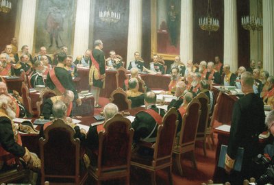 De ceremoniële zitting van de Staatsraad van het Keizerlijke Rusland op 7 mei 1901, 1903 door Ivan Semyonovich Kulikov