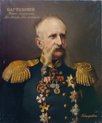 Portret van Ivan Alexeyevich Bartolomey 1813-1870, 1860s door Ivan Stepanovich Ksenofontov