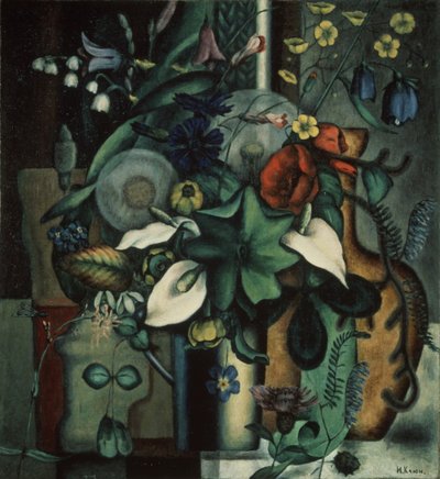 Stilleven met bloemen en kruik, 1929 door Ivan Vassilyevich Klyun