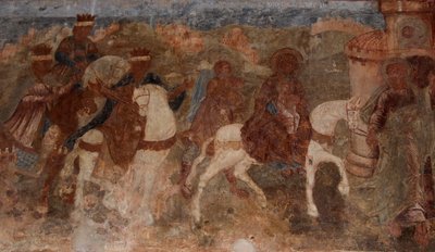 Fresco in de Kathedraal van Onze-Lieve-Vrouw van het Teken, Novgorod door Ivan Yakovlevich Bakhmatov
