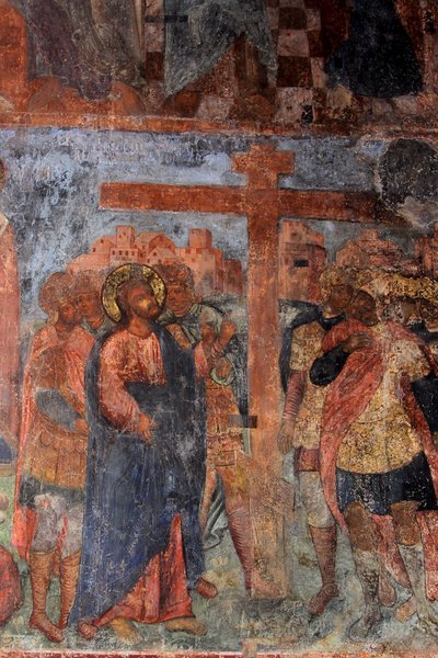 Fresco in de Kathedraal van Onze-Lieve-Vrouw van het Teken, Novgorod, vroege 18e eeuw door Ivan Yakovlevich Bakhmatov