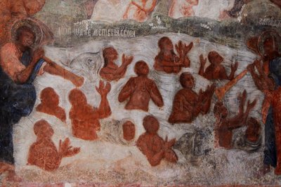Fresco in de Kathedraal van Onze-Lieve-Vrouw van het Teken, Novgorod door Ivan Yakovlevich Bakhmatov