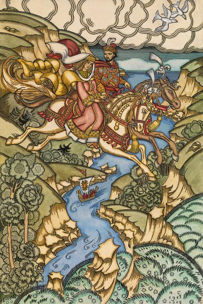 Illustratie voor het Sprookje Marya Morevna, 1913-1915 door Ivan Yakovlevich Bilibin