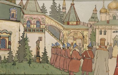 Illustratie voor het Sprookje De Veer van Finist de Valk, Begin 1900s door Ivan Yakovlevich Bilibin
