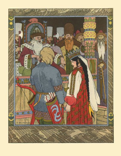 Illustratie voor het sprookje van Ivan Tsarevich, de Vuurvogel en de Grijze Wolf, 1902 door Ivan Yakovlevich Bilibin