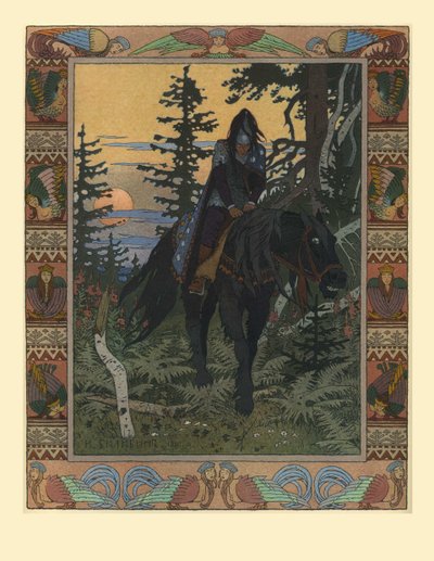 Illustratie voor het sprookje van Vasilisa de Schone en de Witte Ruiter, 1900 door Ivan Yakovlevich Bilibin
