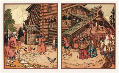 Illustratie bij Het Verhaal van de Visser en de Vis, 1933 door Ivan Yakovlevich Bilibin