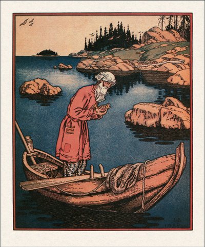 Illustratie bij Het Verhaal van de Visser en de Vis, 1933 door Ivan Yakovlevich Bilibin