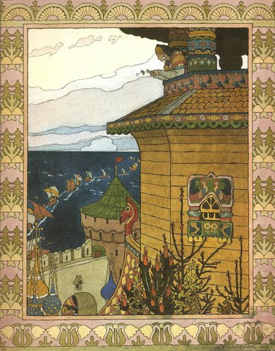 Illustratie bij het sprookje De Witte Eend, 1902 door Ivan Yakovlevich Bilibin