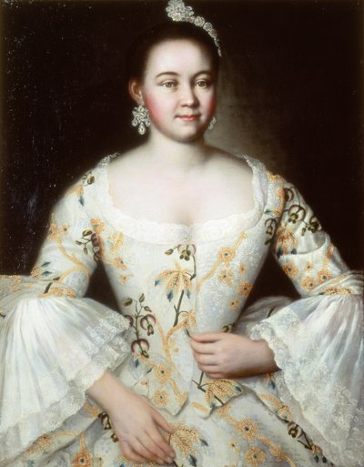Portret van de vrouw van Mikhail Yakovlev, na 1756 door Ivan Yakovlevich Vishnyakov