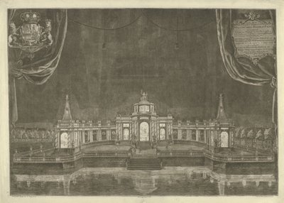 Illuminatie van het theater te Den Haag voor de Vrede van Aken, 1749 door Iven Besoet