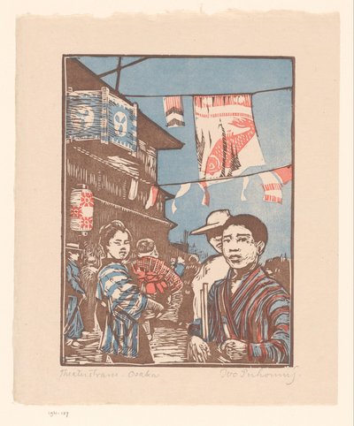 Gezicht op Dōtonbori in Osaka door Ivo Puhonny (signed by artist)