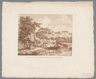 Gezelschap aan de oever van de Brouwerskolk te Overveen door Izaak Jansz. de Wit
