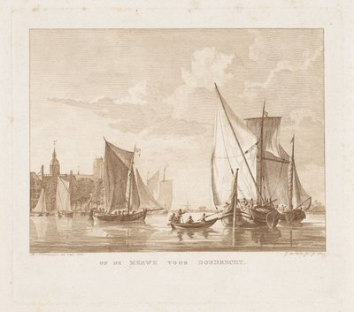 Zeilschepen en een sloep voor Dordrecht door Izaak Jansz. de Wit