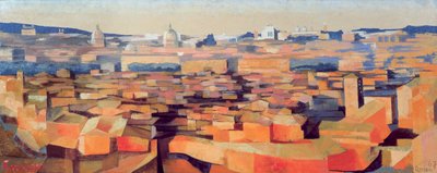 Rome, Uitzicht vanaf de Spaanse Academie op de Gianicolo, Schemering, 1968 door Izabella Godlewska de Aranda