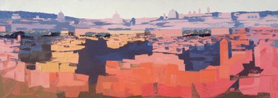 Rome, Uitzicht vanaf de Spaanse Academie op de Gianicolo, Zonsondergang, 1968 door Izabella Godlewska de Aranda