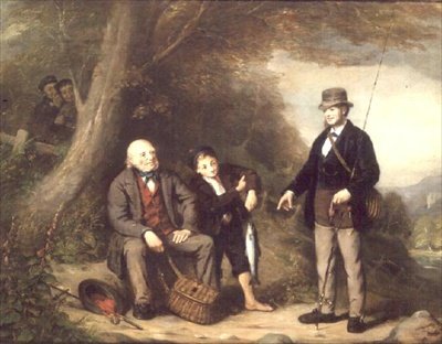 Het wegen van de vangst na een dag vissen door J.A. Buchanan