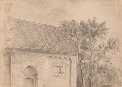 Kerkarchitectuur met bomen door J.A. Jerichau (II)