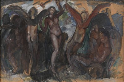 Figurencompositie met Bacchanten door J.A. Jerichau