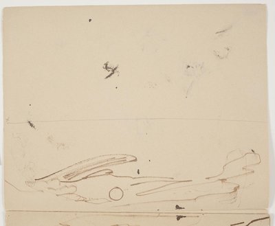 Zuid-Frans berglandschap met vegetatie op de voorgrond (bovenste helft van dubbelzijdige schets) door J.A. Jerichau