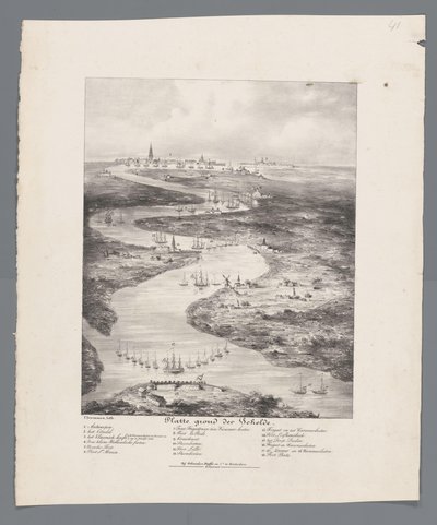 Loop van de Schelde van Fort Bath tot Antwerpen, 1832 door J.B. Clermans