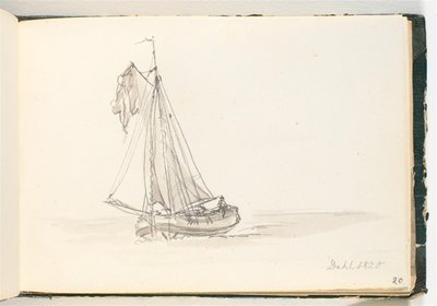 Een groot zeilschip in kalm water door Johan Christian Dahl