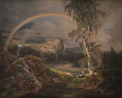 Noors landschap met een regenboog door Johan Christian Dahl