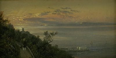 Uitzicht vanaf de heuvels boven Castellamare bij Napels door Johan Christian Dahl