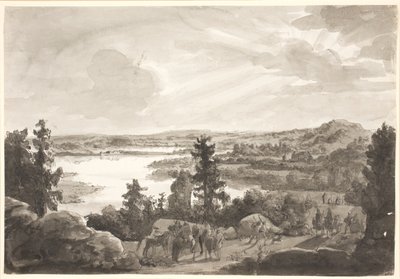 Uitzicht op een meer, Noorwegen door Johan Christian Dahl