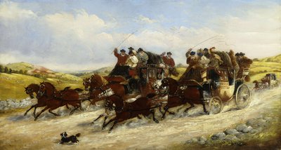 Een race van Liverpool naar Manchester met een jacht daarachter door J.C. Maggs