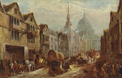 Ingang van La Belle Sauvage Inn Yard, Ludgate Hill, Londen door J.C. Maggs