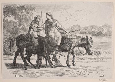 Bij Enghien. Boerenvrouwen keren terug uit Parijs door J.C. Nielsen